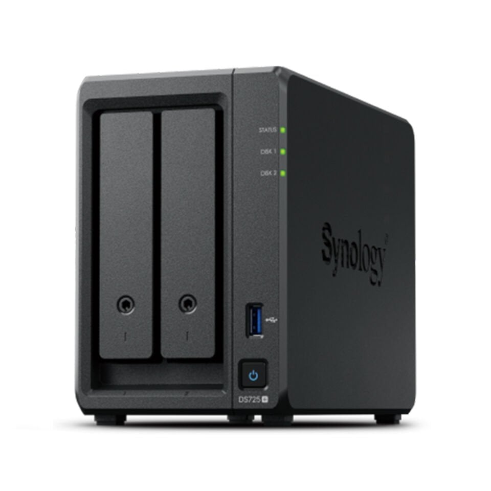 Synology DS725+ 2U 2 Yuvalı NAS Depolama Sunucusu 2x2.5GbE 1xM.2 SSD Slot 1x1GbE (DS725+)