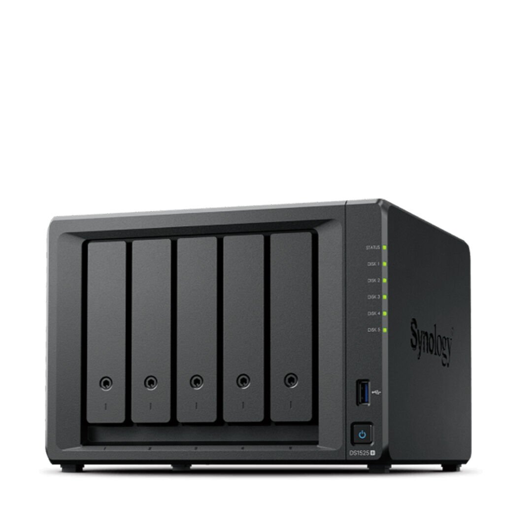Synology DiskStation DS1525+ 2U 5 Yuvalı NAS Depolama Sunucusu 2x2.5GbE 2xM.2 SSD Slot 1x1GbE (DS1525+)