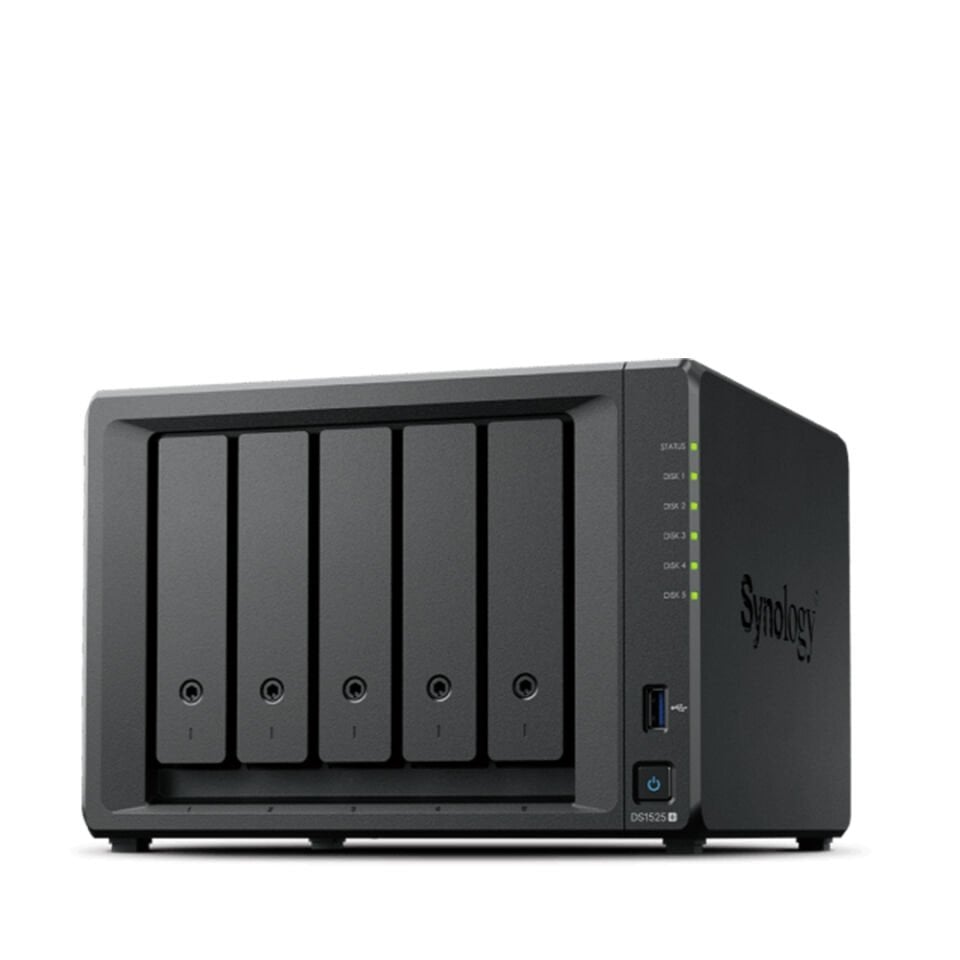 Synology DiskStation DS1525+ 2U 5 Yuvalı NAS Depolama Sunucusu 2x2.5GbE 2xM.2 SSD Slot 1x1GbE (DS1525+)