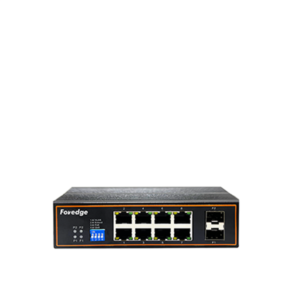 FOREDGE IS108GP-2F 10 Port Gigabit Endüstriyel PoE Anahtarı 8xPoE RJ45 2xSFP Metal Kasa Geniş Sıcaklık Aralığı (IS108GP-2F)