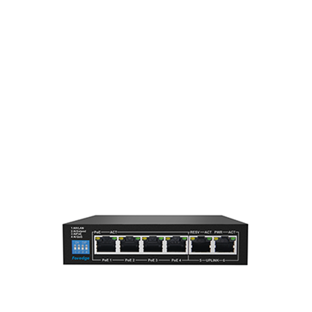 FOREDGE AI106G 6 Port Gigabit AI PoE Switch 4 PoE + 2 Uplink Metal Kasa (AI106G)