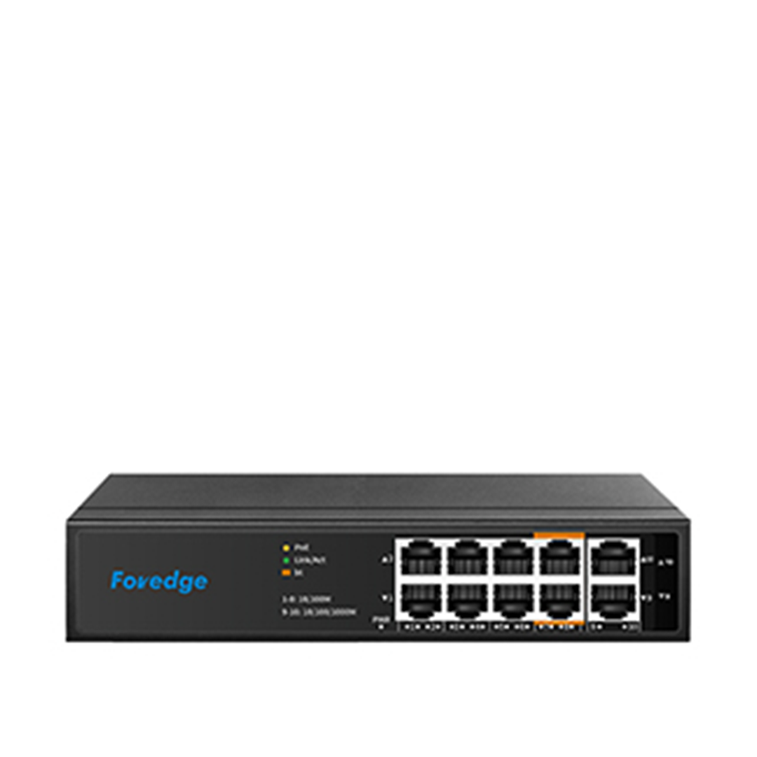 FOREDGE AI8010M 10 Port 10/100Mbps AI PoE Switch 8 PoE + 2 Uplink Metal Kasa (AI8010M)