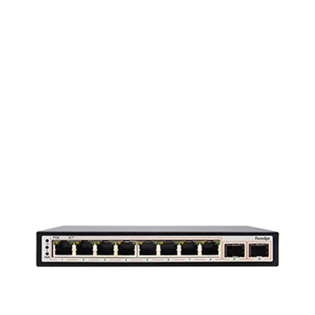 FOREDGE AI1010GF 10 Port Gigabit AI PoE Switch 8 PoE + 2xGigabit SFP Uplink Fansız Metal Kasa (AI1010GF)