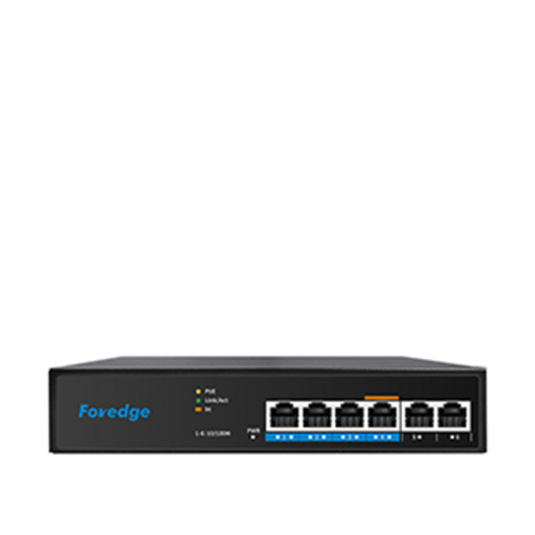 FOREDGE AI806M 6 Port 10/100Mbps AI PoE Switch 4 PoE + 2 Uplink Metal Kasa (AI806M)