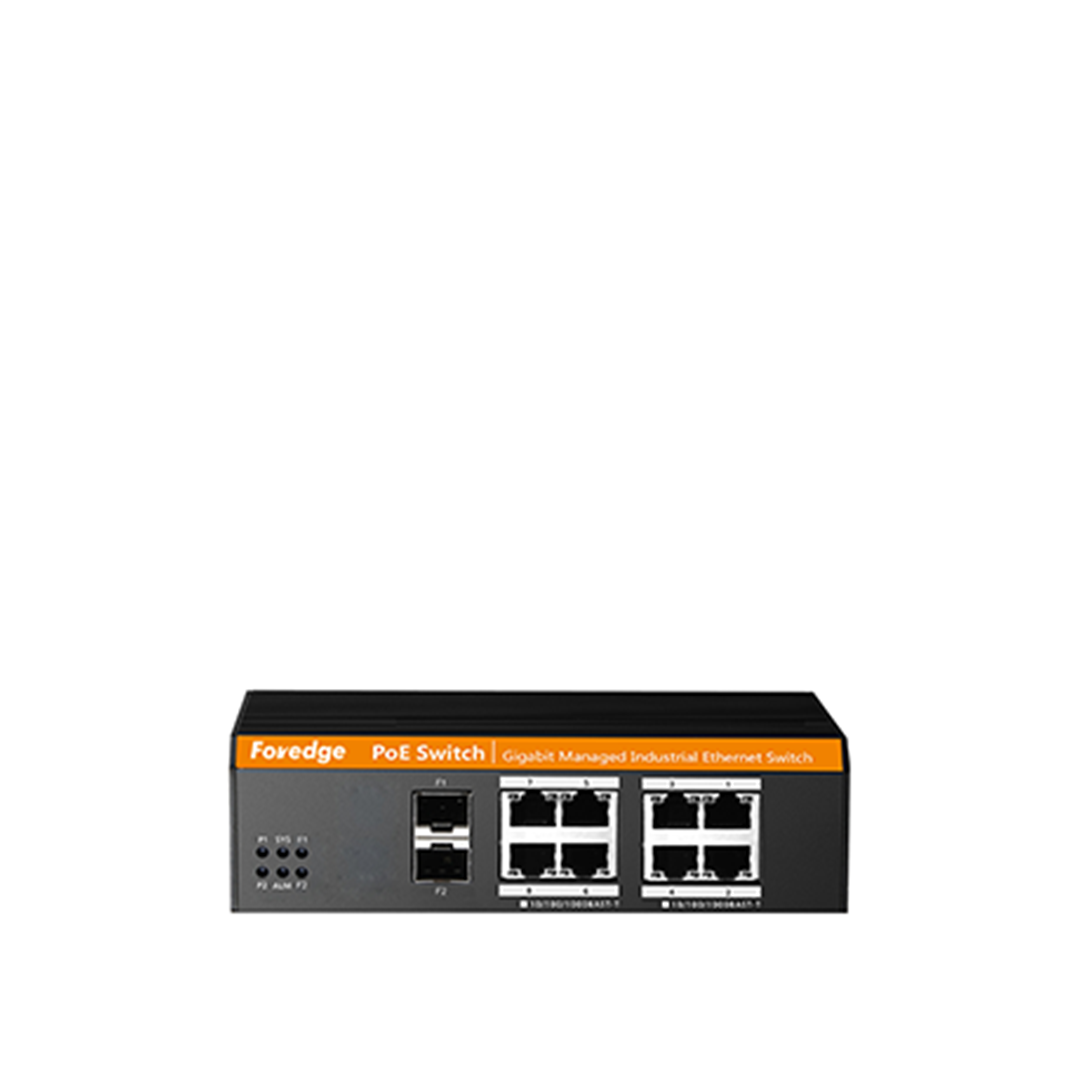 FOREDGE IS108GS-2F 10 Port Gigabit Yönetilebilir Endüstriyel Ethernet Anahtarı 8xRJ45 2xSFP Metal Kasa Geniş Sıcaklık Aralığı (IS108GS-2F)