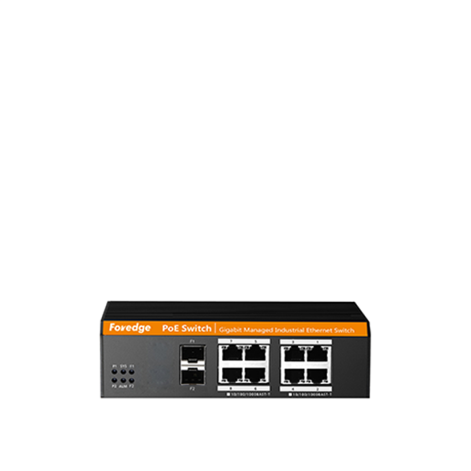 FOREDGE IS108GS-2F 10 Port Gigabit Yönetilebilir Endüstriyel Ethernet Anahtarı 8xRJ45 2xSFP Metal Kasa Geniş Sıcaklık Aralığı (IS108GS-2F)